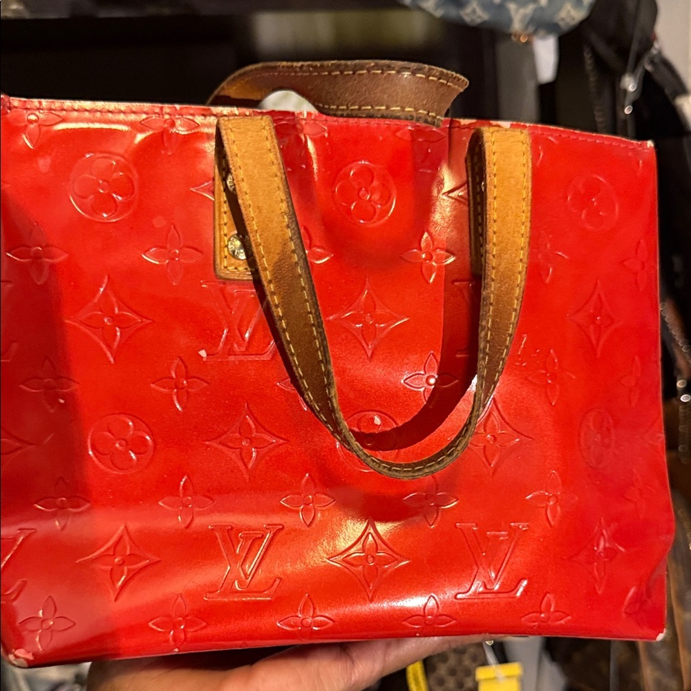Louis Vuitton Vibrant Red Vernis Tote with leather Handles